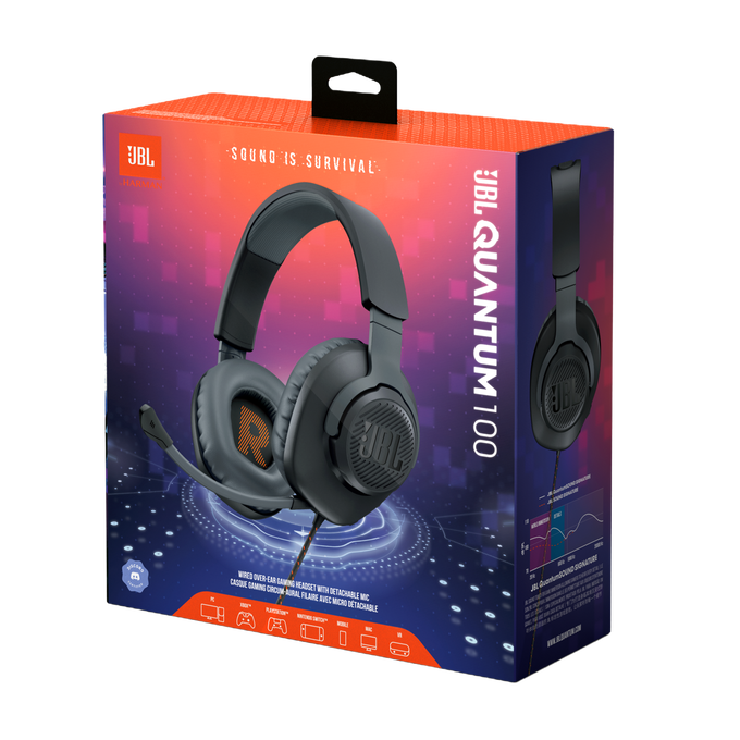 JBL Quantum 100 - Black - Wired over-ear gaming headset with flip-up mic - Detailshot 15 image number null